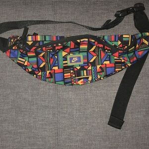 Nike Black Strap Multicolor Geometric Belt Bag